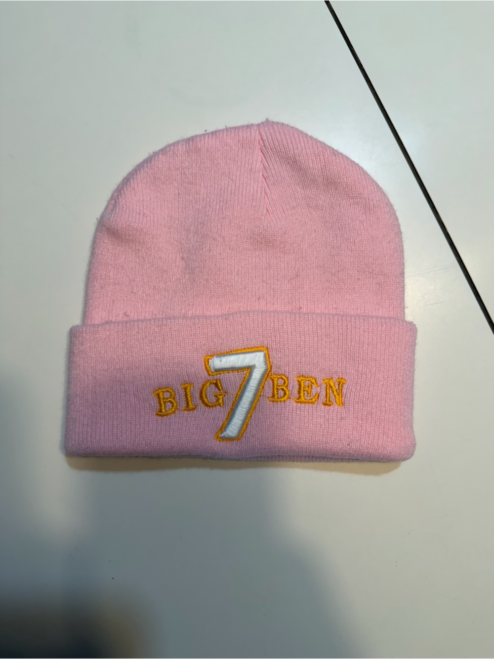 pink Pittsburgh Steelers Ben Roethlisberger #7 skull cap features embroidered
